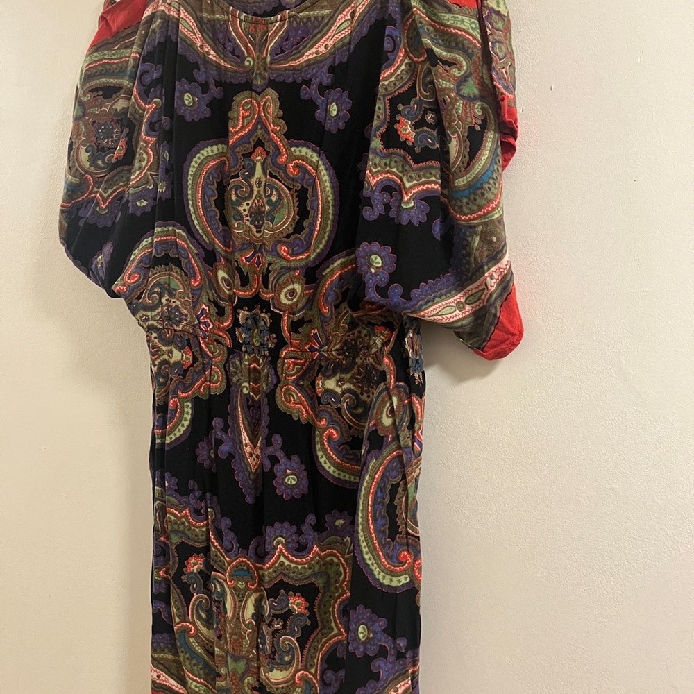 Angie Black Tunic with Red and Purple Paisley